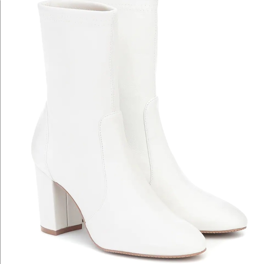 STUART WEITZMAN white Yuliana leather ankle boots